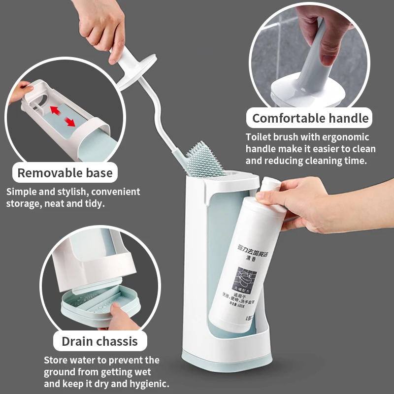 Двухсторонняя щетка для чистки унитаза с длинной ручкой инструмент глубокого