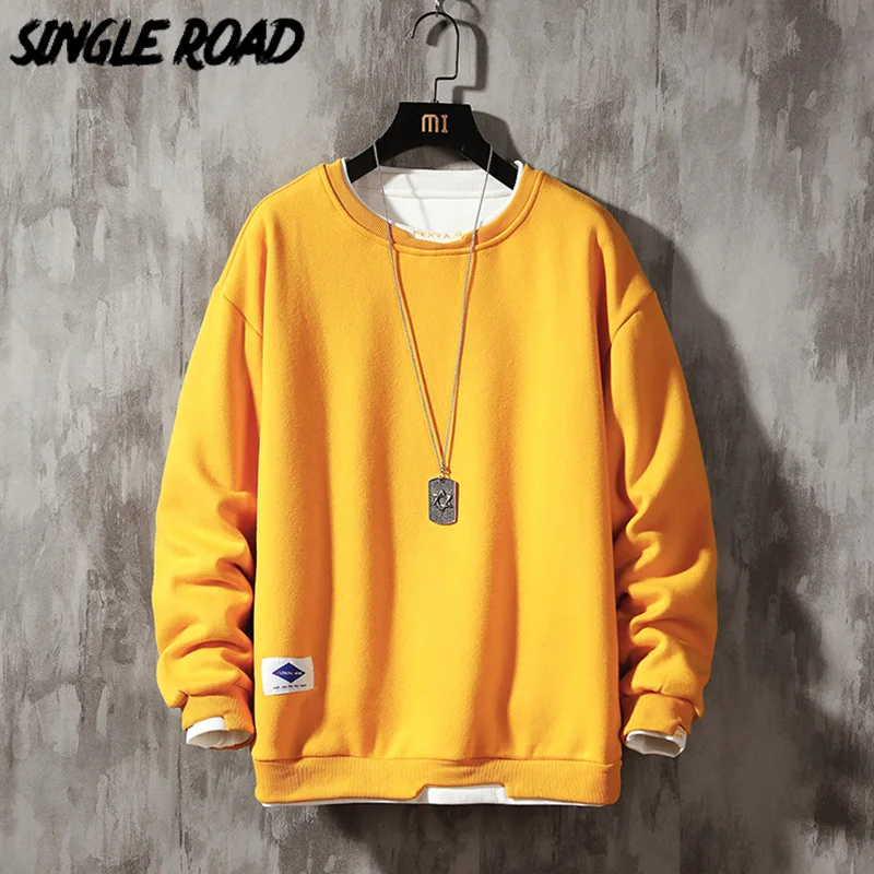 

Толстовка мужская однотонная в стиле Харадзюку, с круглым вырезом, в стиле хип-хоп, Японская уличная одежда