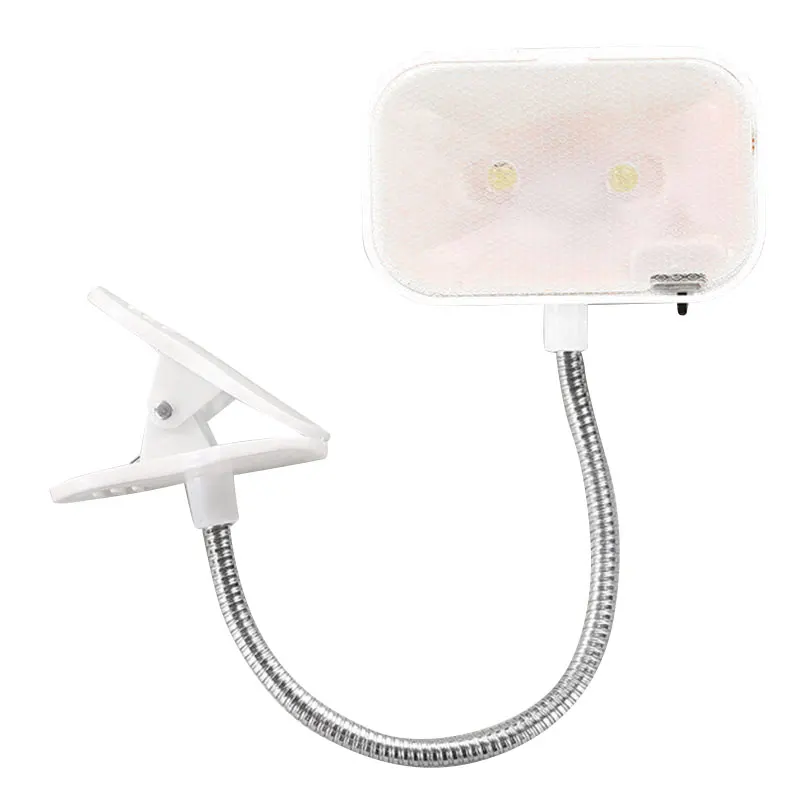 Flexible Bright 2 LED Night Light With Clamp Reading Lamp Retro Rectangle |