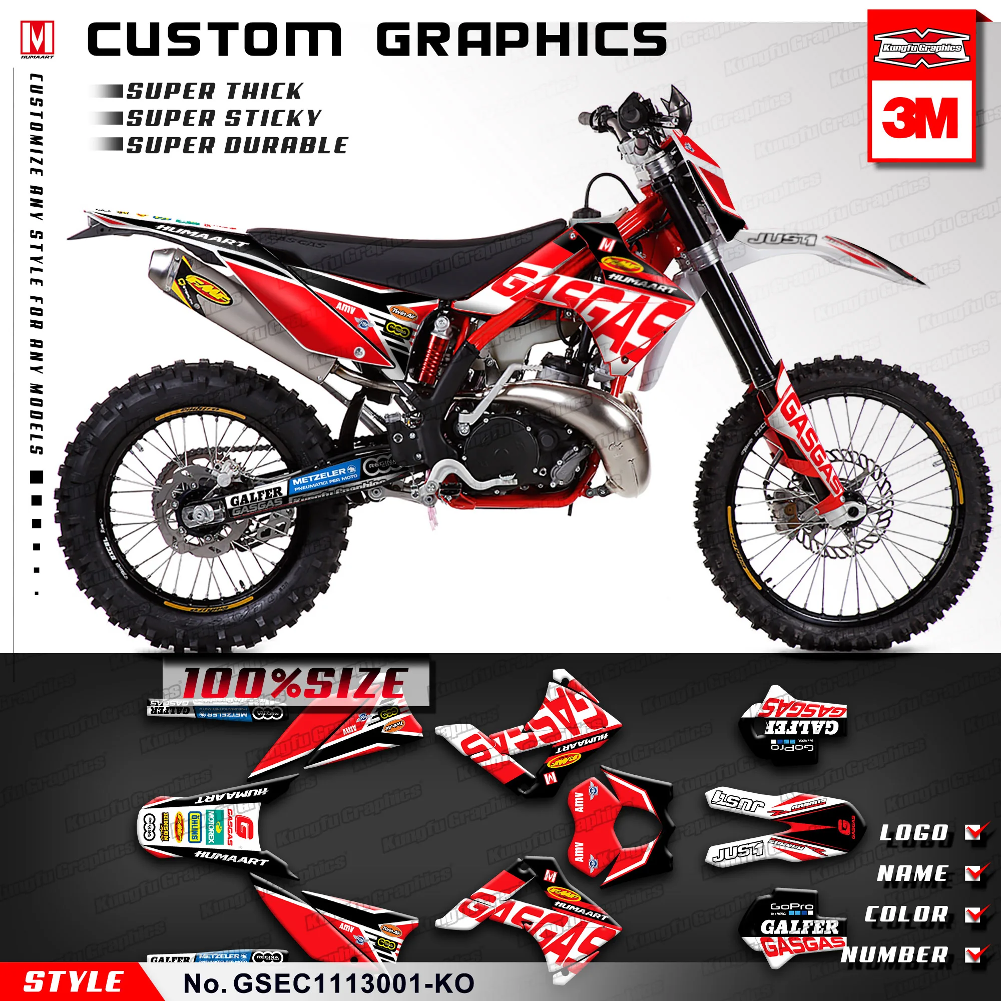 KUNGFU GRAPHICS MX Набор наклеек для газа EC 125 200 250 300 2T 450 4T шесть дней 2011 2012 Стиль № GSEC1113001-KO