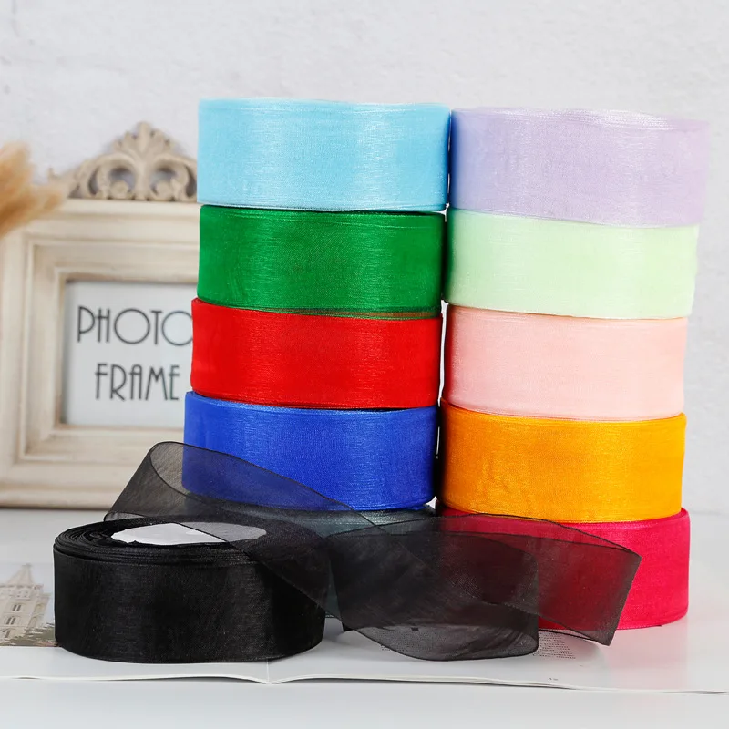 Лента из органзы 50 ярдов/рулон оптовая продажа подарочная упаковка