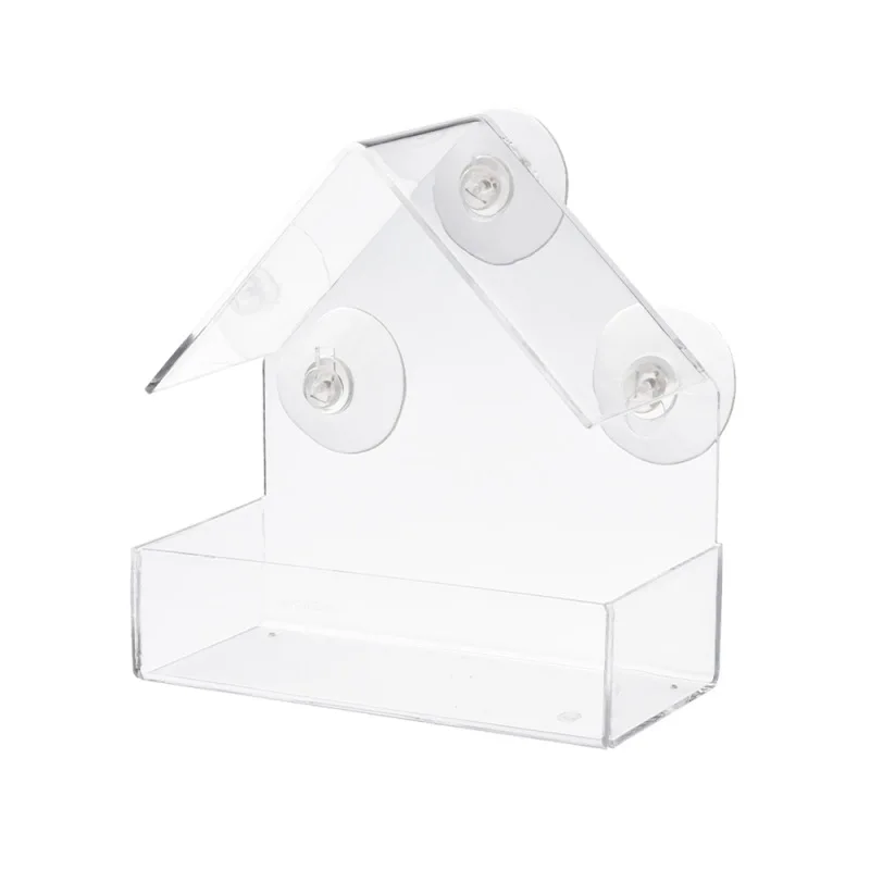 

Plastic Clear Bird Feeder with Sunction Cups Window Viewing Hanging Transparent Acrylic Feeder for Home Office Hotel Table