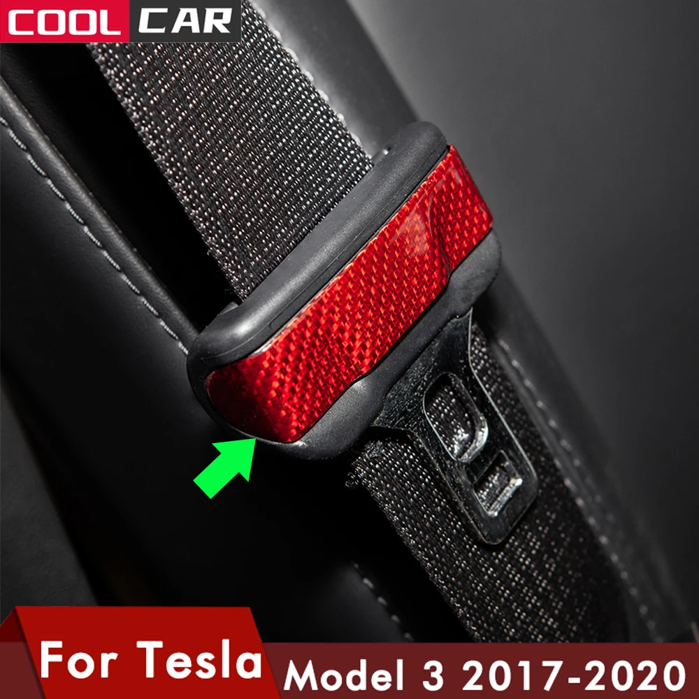 2 шт./компл. для Tesla модель 3 Реальные углеродного волокна ремень безопасности