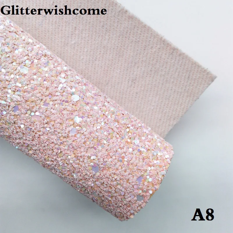 A8 Glitterwishcome 30X134 см мини-рулон синтетическая кожа, массивная блестящая кожа, искусственная ткань из искусственной кожи винил для бантов, GM034 - Цвет: A8