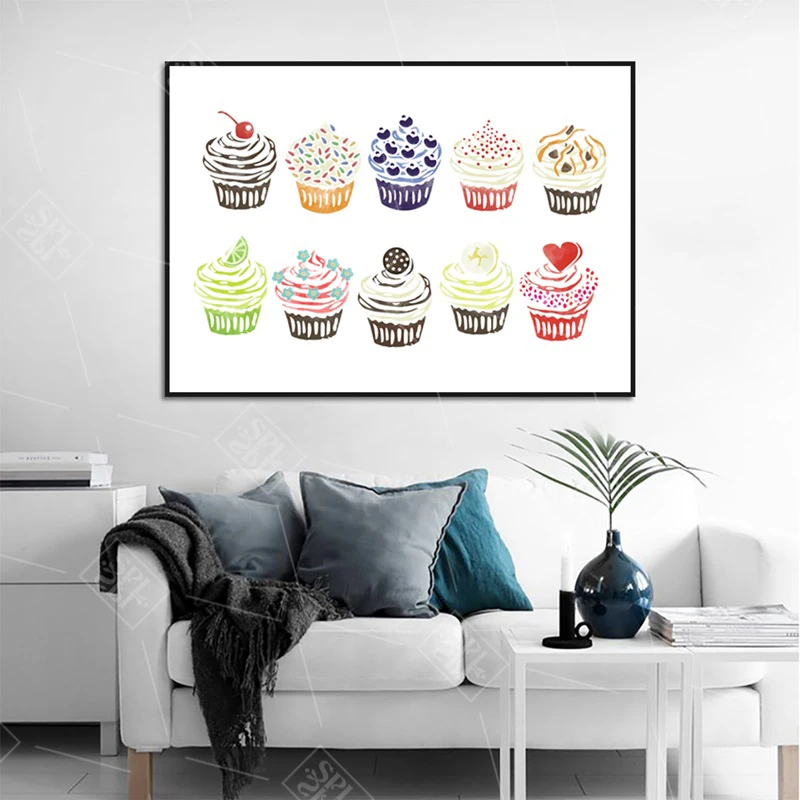 Картина на холсте абстрактные акварельные плакаты и принты торт с мороженым
