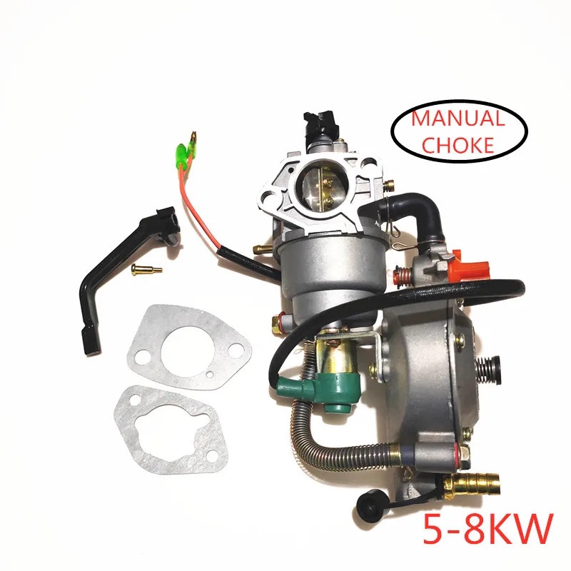 Gerador de Gasolina 13hp 15hp Cng Manual Choke Carburador Combustível Duplo Gx390 Gx420 188f 188f 190f 5kw 6.5kw 7kw 8kw Peças e acessórios do gerador