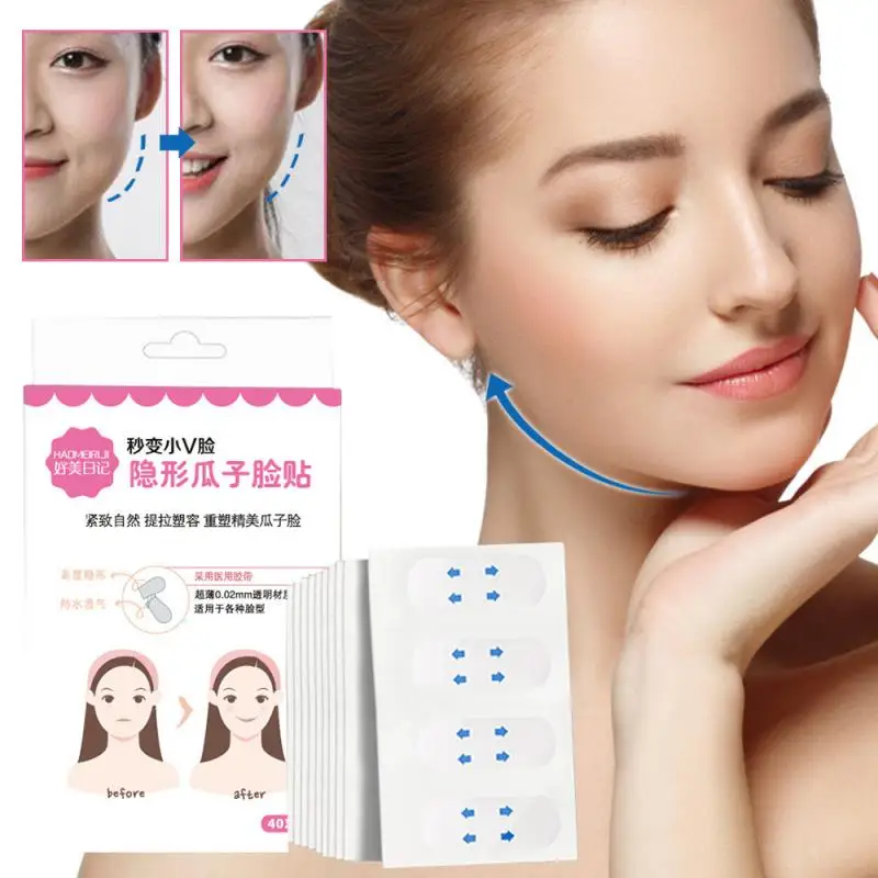 

40pcs V ShapeWaterproof Breathable Makeup Adhesive Tape Invisible Lifting Tighten Chin Lift Face Sticker