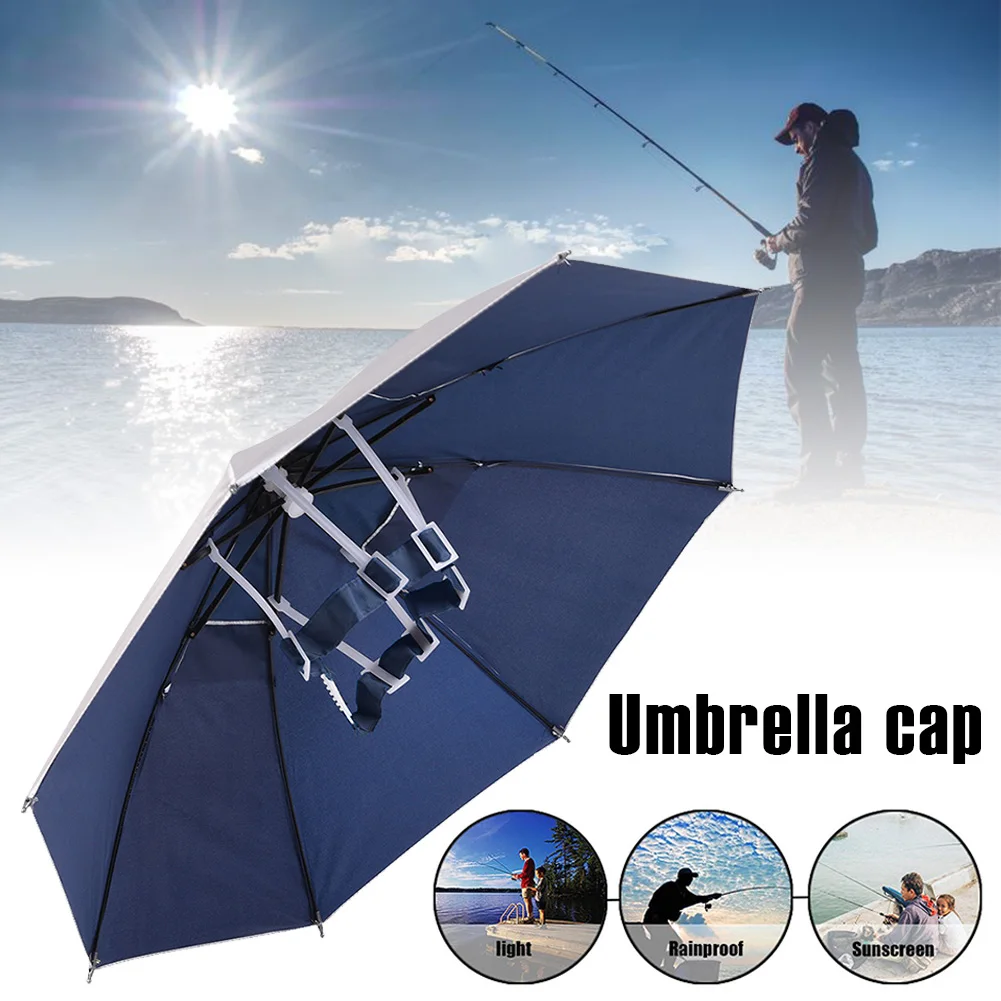 

25.5" Umbrella Hat Foldable Head Umbrella Hat Cap Hands-Free Sun Protection Umbrella For Hiking Camping Fishing Outdoor Sport
