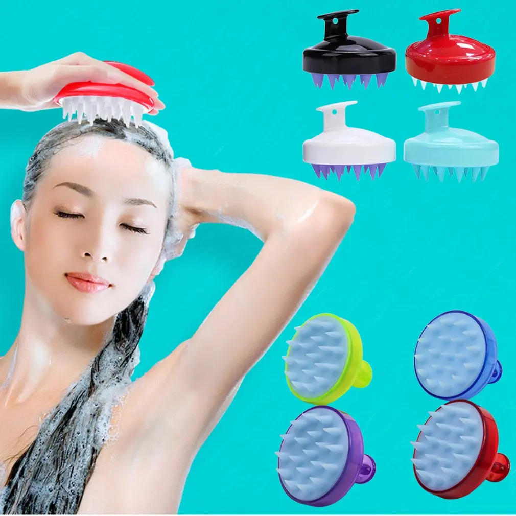Массажная щетка для головы мягкая кисть мытья силиконовая инструмент