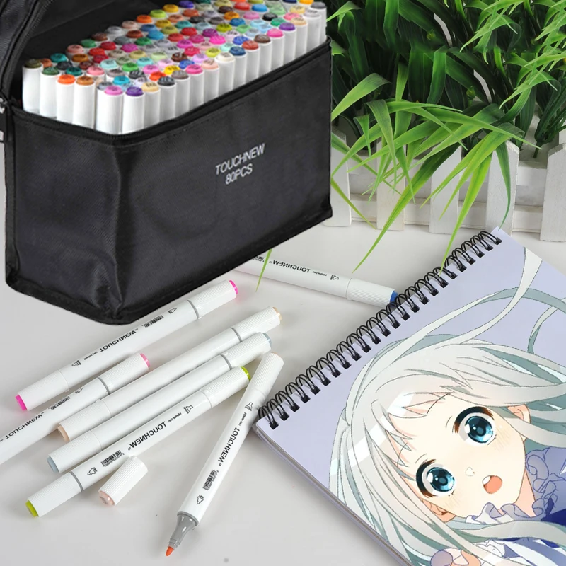 

TOUCHNEW Markers 30/40/60/80/168 Color Alcohol Sketch marker Manga Drawing Brush Pens School Color Pen Art Supplies