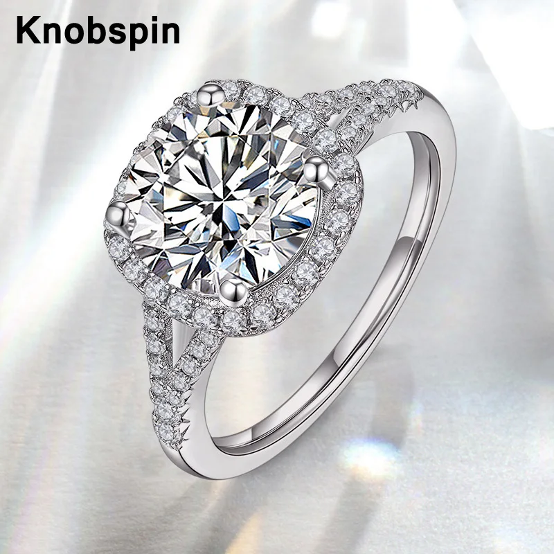 

Knobspin 100% 925 стерлингового серебра натуральная кожа новые роскошные 1,5 карат D Цвет бриллиант квадратный любовь женские кольца, бижутерия, под...