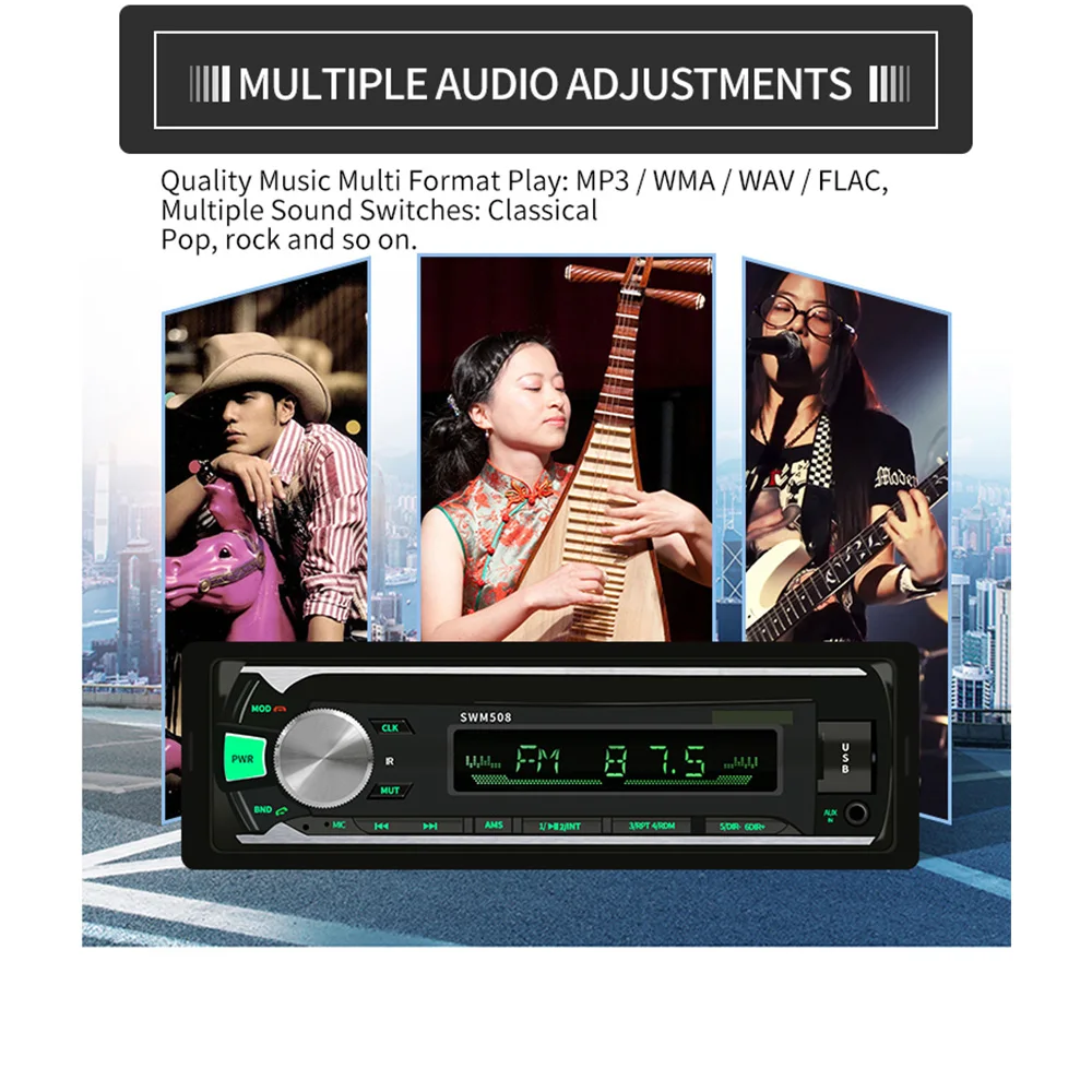 508BT Car Radio Bluetooth MP3 Player FM Stereo Crystal Audio Output USB Reader Classic Multiple Control | Автомобили и мотоциклы