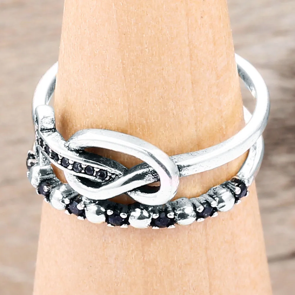 

Fashion Lifeline Design 925 Sterling Silver Rings AAA Zircon Fine Jewelry Ring for Women T Knot Rings Gift