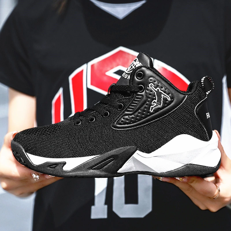 Детские баскетбольные кроссовки Jordan дышащие с высоким верхом сетчатые