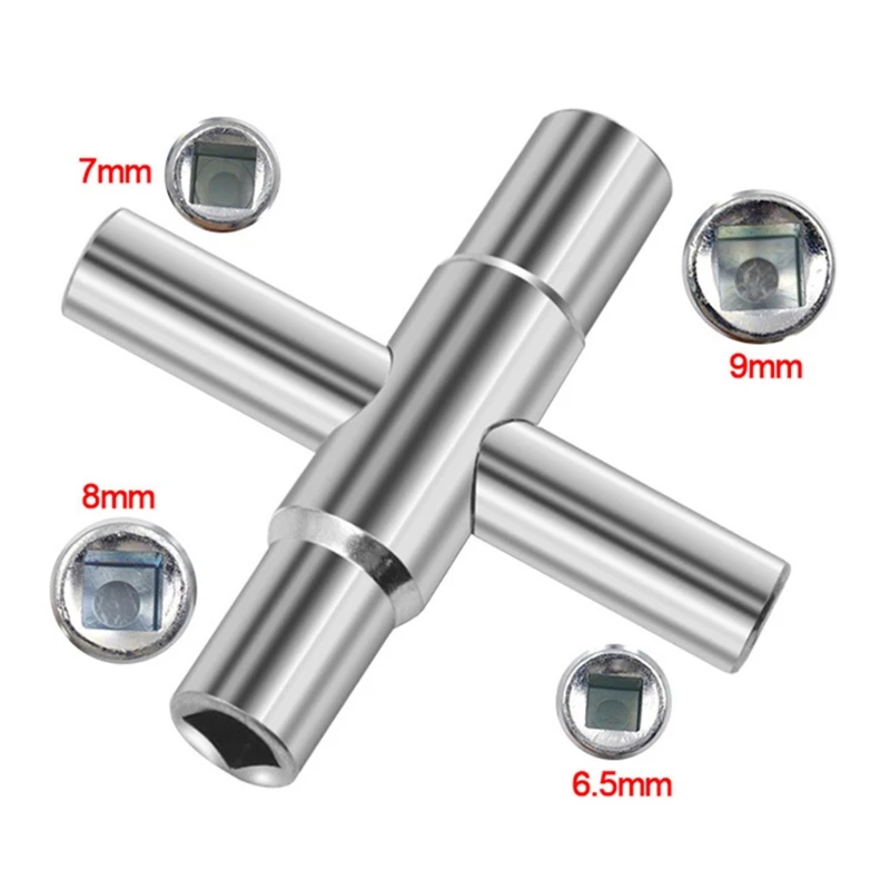 

40Cr steel Material Mainly Used in Square Faucet 4 Way Key Wrench Tools 4 in 1 Saddle Wrench Silver Tool