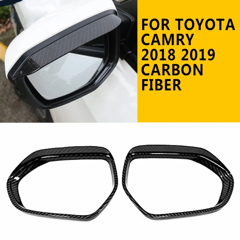 Pcmos углеродное волокно зеркало заднего вида дождевик Накладка для Toyota Camry 2018 2019