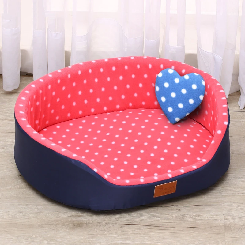 

Dog bed House sofa Kennel Soft Fleece Pet Dog Cat Warm Dot Pattern Top Quality dog beds mats cama para cachorro Bed For Cats