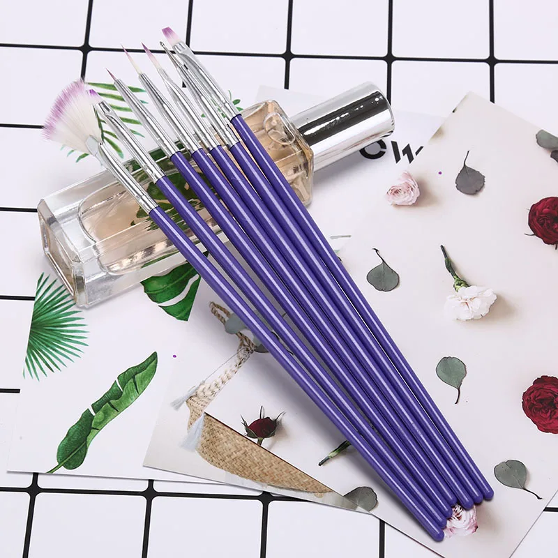 7 шт. дизайн ногтей ручка с кисточкой Раскрашивание рисунка веер линия строитель