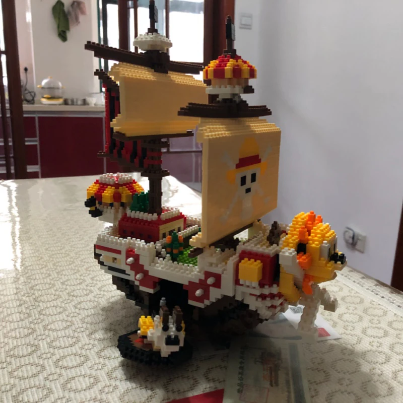 HC 9035 аниме одна деталь Луффи Солнечный Пиратский корабль лодка 3D модель DIY Алмаз Мини Строительные маленькие блоки кирпичи сборка игрушка без коробки