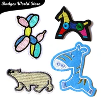 cute balloon dog polar bear trojan horse anime icon embroidered applique patches for clothing diy iron on badge on the backpack