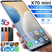 newest galxy x70 mini smartphone 4800mah 8 128gb 5 1 hd android 10 core celular face fingerprint id 5g 4g lte cellphones global