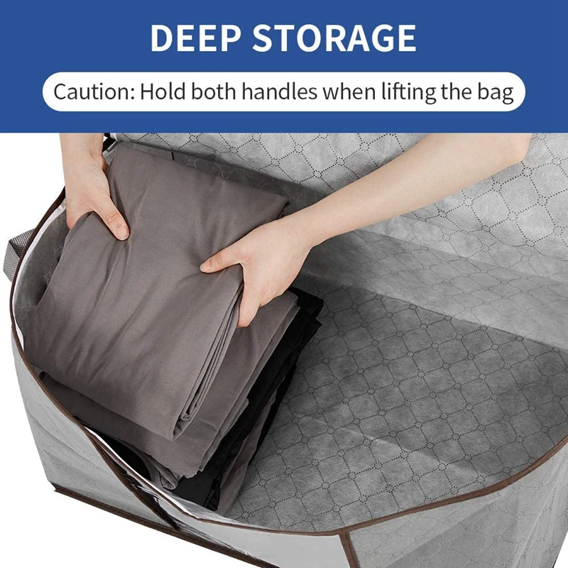 

4PCS Large Capacity Clothes Storage Bag,Foldable Blanket Storage Organizers with Clear Window,for Comforters,Bedding