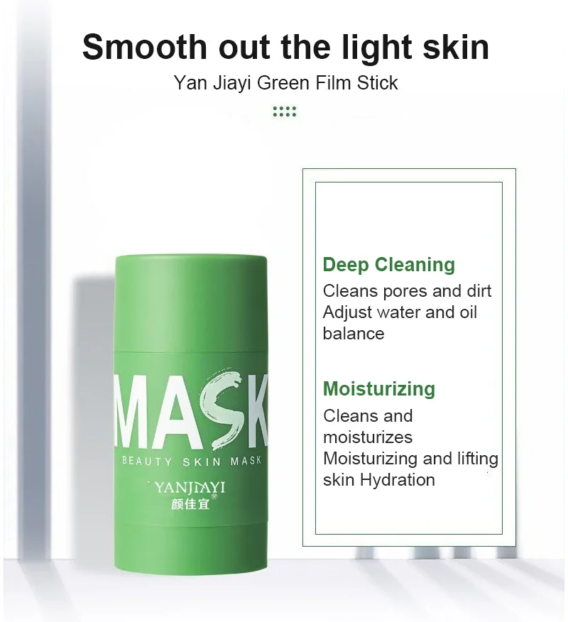Green Tea Mud Mask Oil Control Deep Cleansing Solid Stick Smear Type Moisturizing Skin Care |
