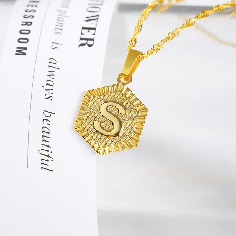 

New Minimalist Gold Rose Gold Silver Color 26 A-Z Letter Name Initial Necklaces For Women Long Stainless Steel Letter Necklace