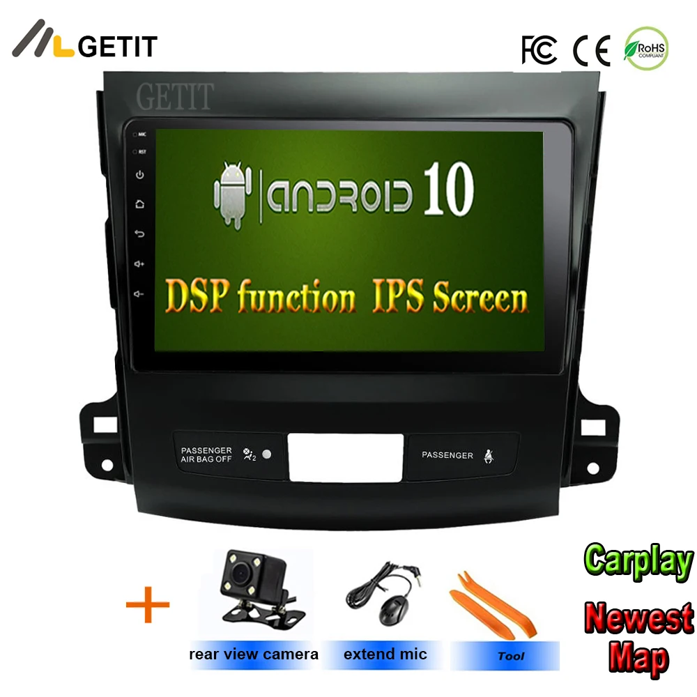 Автомобильный gps навигатор DSP IPS android 10 2din для Mitsubishi Outlander 3 2014 Peugeot 4007 Citroen C Cross