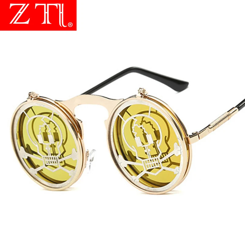 ZT уникальный дизайн женские круглые солнцезащитные очки в стиле стимпанк