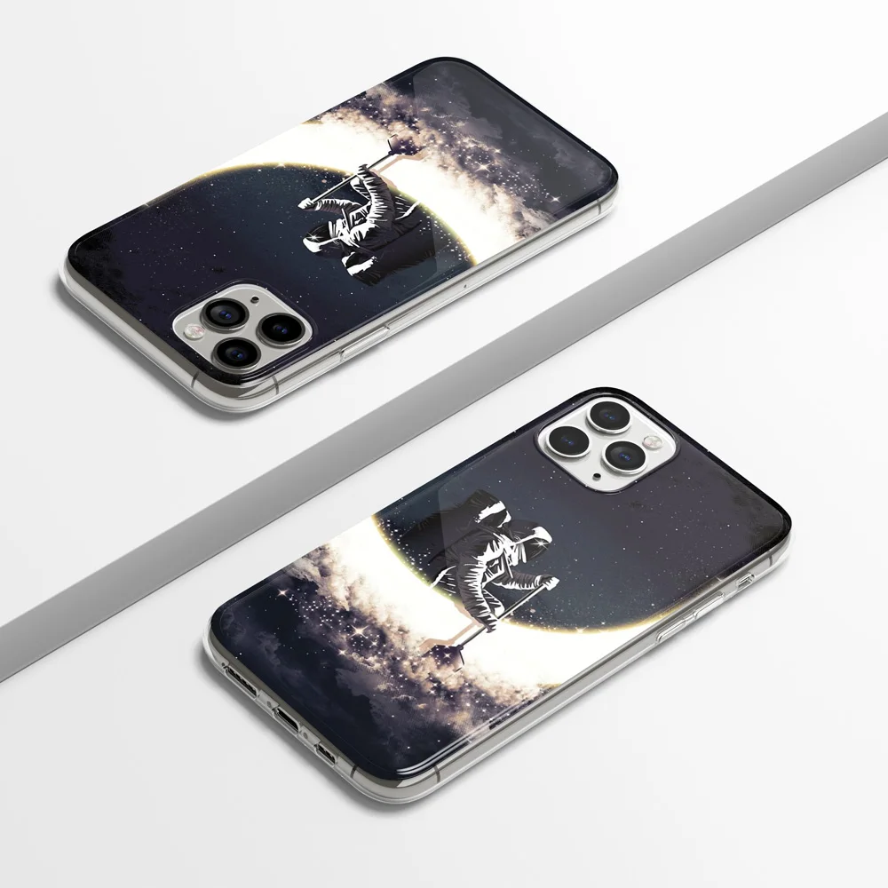 

Creative Astronaut Row A Moon Boat Pattern Cell Phone Cover Case for IPhone 11 X XR XS Pro Max TPU Mobile Phone Back Cover OEM