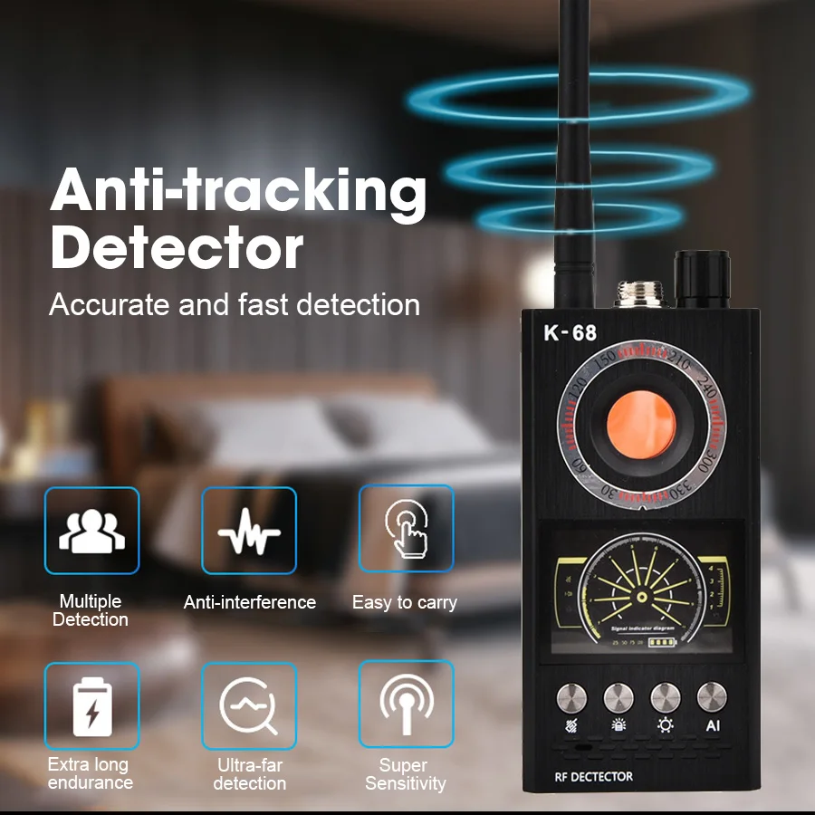 K68 RF сканер детектор шпионаж камера искатель ошибка детектор Wi-Fi сигнал gps радио телефон устройство Finder Личная защита безопасности