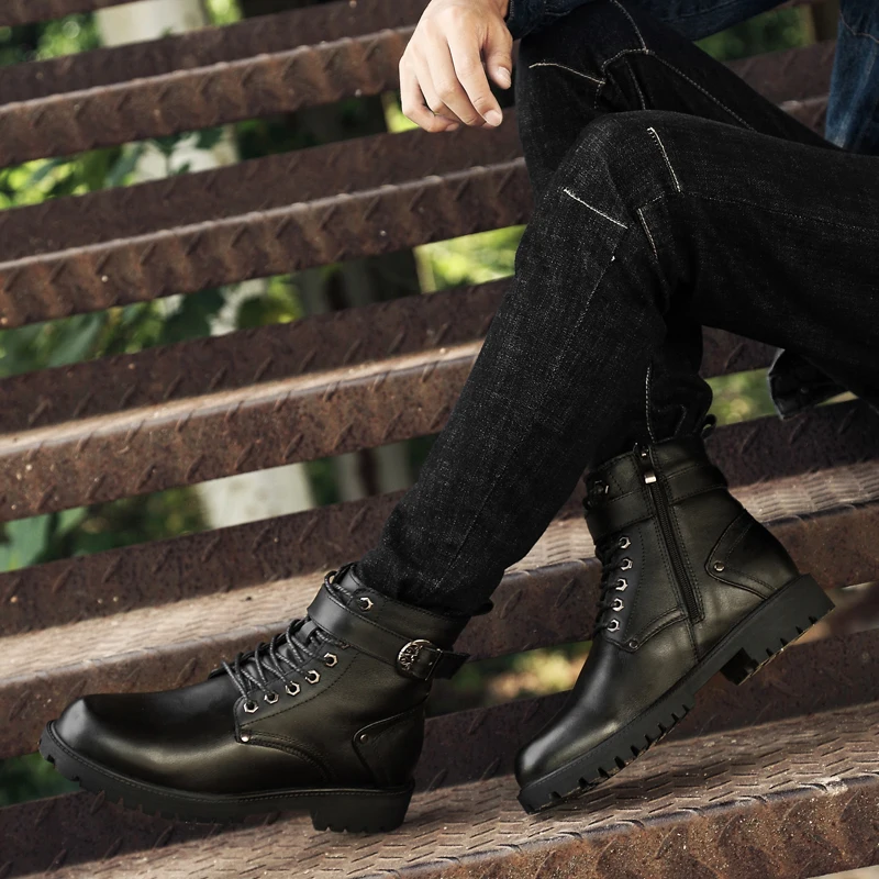 

Natural Leather Men Winter Boots Lace Up Warm Fur Ankle Snow Boots Handmade Plus Size Men Autumn And Winter Shoes Dropshipping