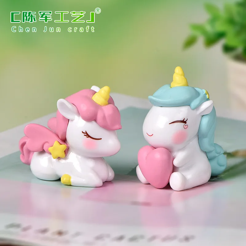 ZOCDOU 1 Piece Cute Star Unicorn Small Statue Little Figurine Crafts Figure Ornament Miniatures images - 6