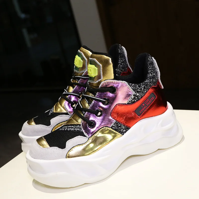 Женские кроссовки с круглым носком fujin черные из натуральной кожи сеткой разных