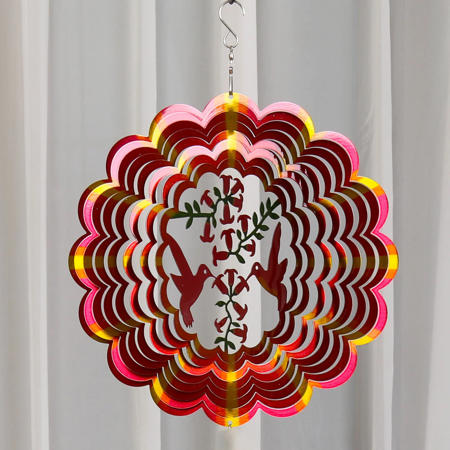 

12inch Colorful 3D Metal Wind Chime Geometric Wind Spinner Garden Balcony Wall Art Hanging Home Decoration Ornament Crafts