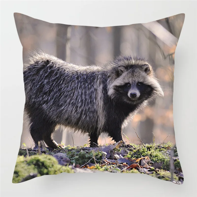 PC07384 Fuwatacchi Милая Подушка-енот крышка размером 45*45 см для диких птиц наволочка с принтом для на диван-кровать для дома стул Декоративные Чехлы на подушки - Цвет: PC07384