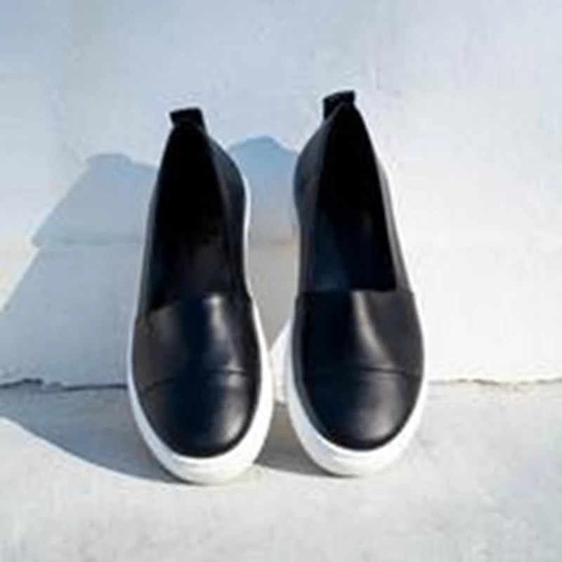 

2019 Spring Women Shoes Leather Loafers Slip-on Ballet Flats White Black Shoes Woman Slip On Loafers Boat Shoes