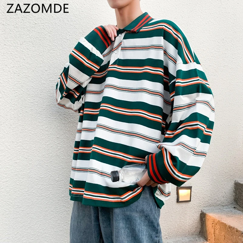 Рубашка-поло ZAZOMDE мужская с длинным рукавом повседневная хлопковая блуза