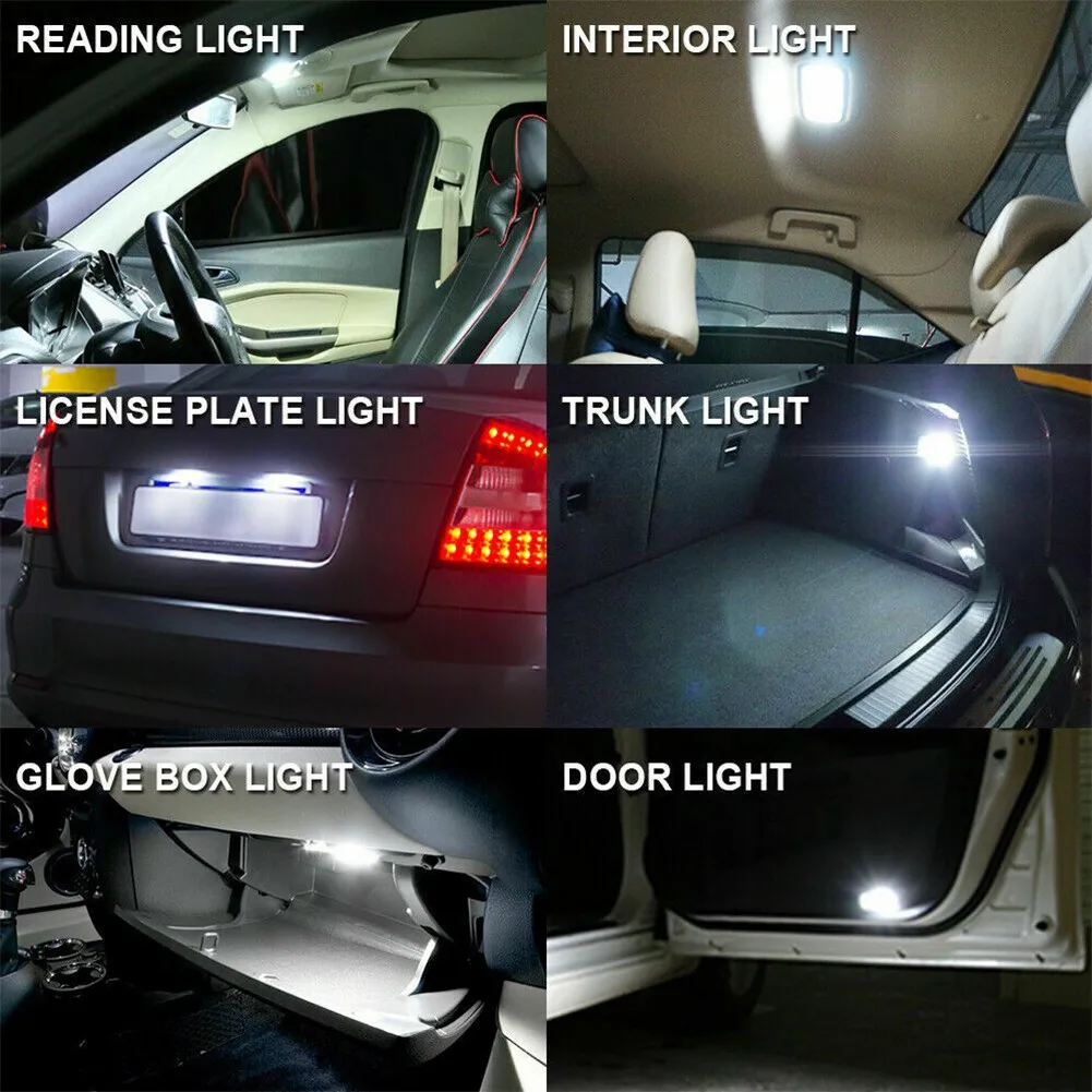 20PCS Light Bulbs T10 COB Car Interior LED Bulbs Dome Reading Map Light 6000K White Durable Interior Accessories Fit Most Car images - 6