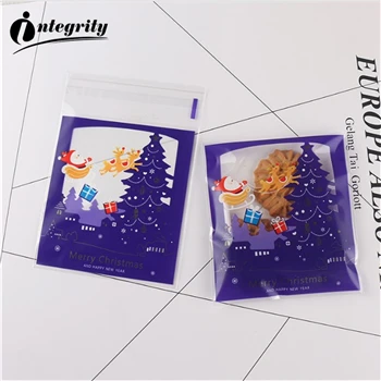 {D& P 100pcs 10X10+ 3 см Рождество печенья конфеты упаковки хлеба самоклеящаяся Пластик печенье закуски выпечка посылка милые сумки через плечо - Цвет: CUTE 2