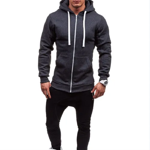 Демисезонный Slim Fit толстовки для мужчин толстые Толстовки с капюшоном спереди