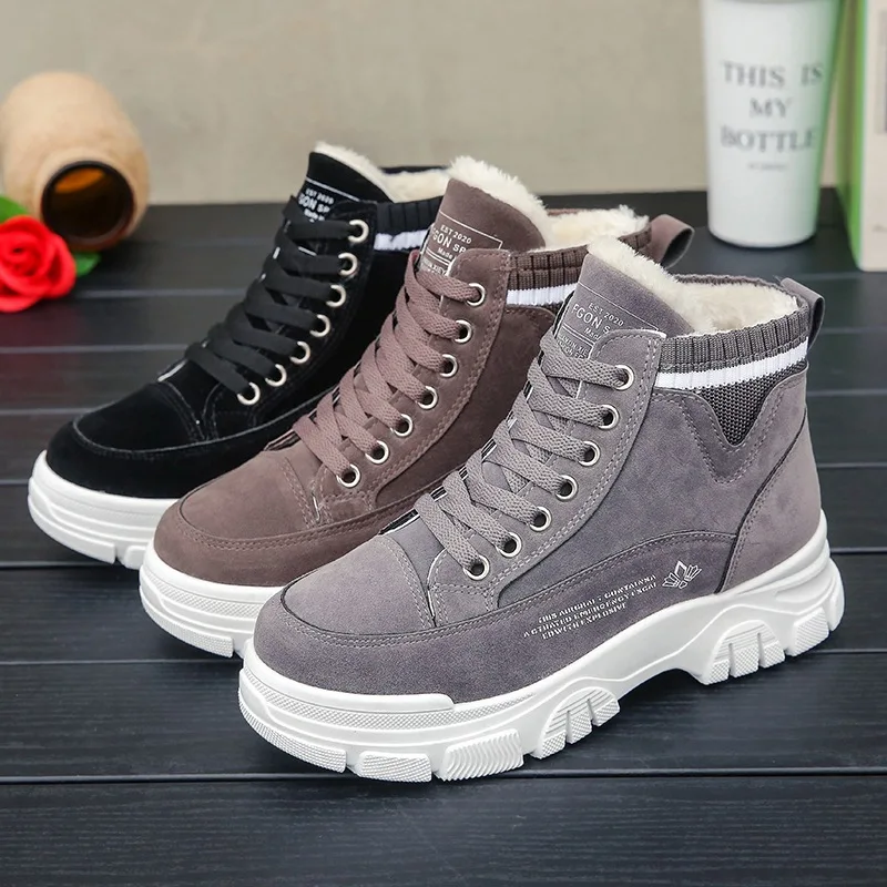 

Winter Women's Shoes Snow Boots Women's Plus Velvet Thick Warm Cotton Shoes Heel Thick Bottom New Student High Top Shoes 2022