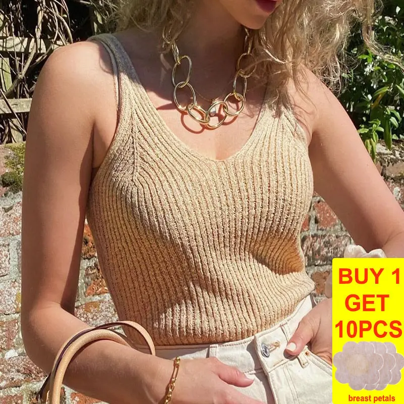 Cropped Lingerie Tops Cotton Tops Top Tee Camisole Crop Tank Knitted mujer Crop Vest Underwear Women's Streetwear Fashion Knitte
