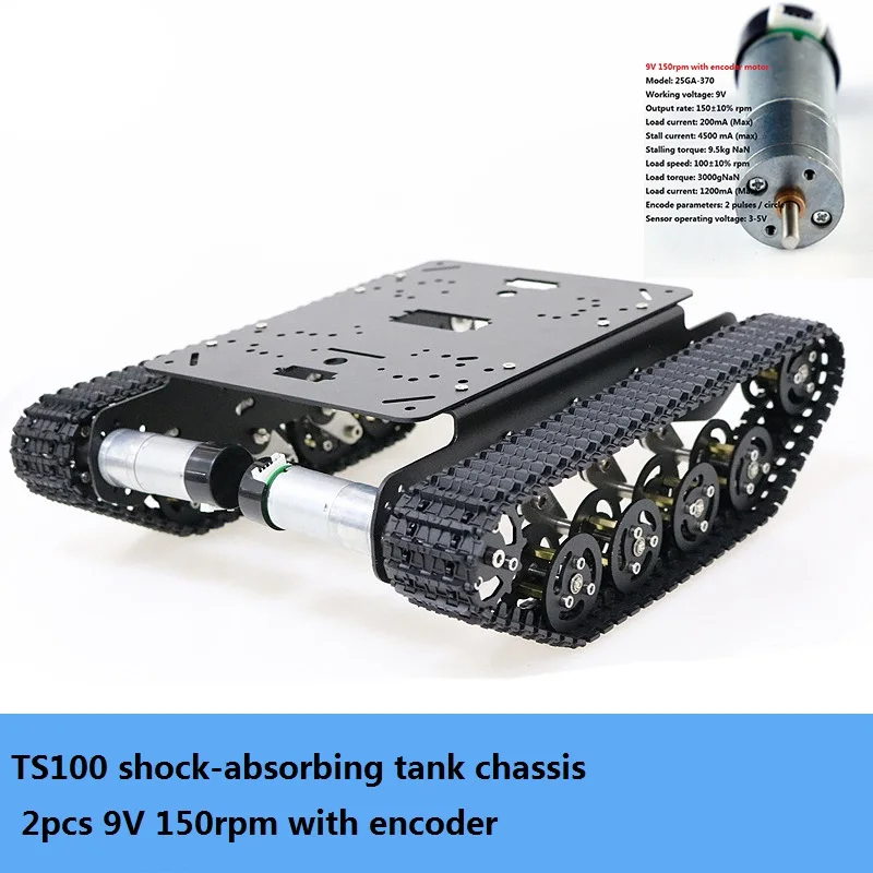Tank with 9V 150rpm Металлический Амортизатор черный RC робот танк шасси комплект Мобильная платформа для Arduino Uno r3 Raspberry Pie DIY части игрушек - Цвет: Tank with 9V 150rpm