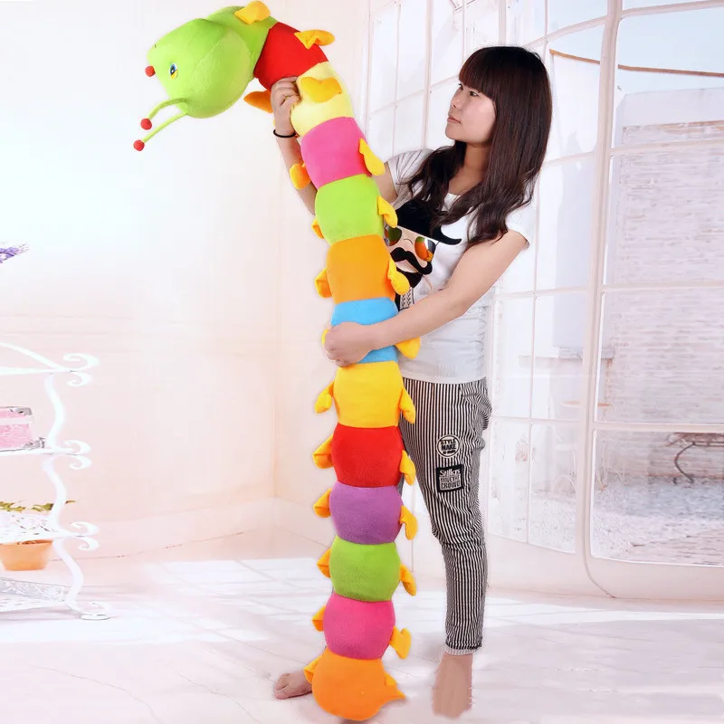 

50CM Colorful Long Cognitive Plush Worm Stuffed Doll Toys Soft Worm Cushion Educational Gift for Birthday Kids