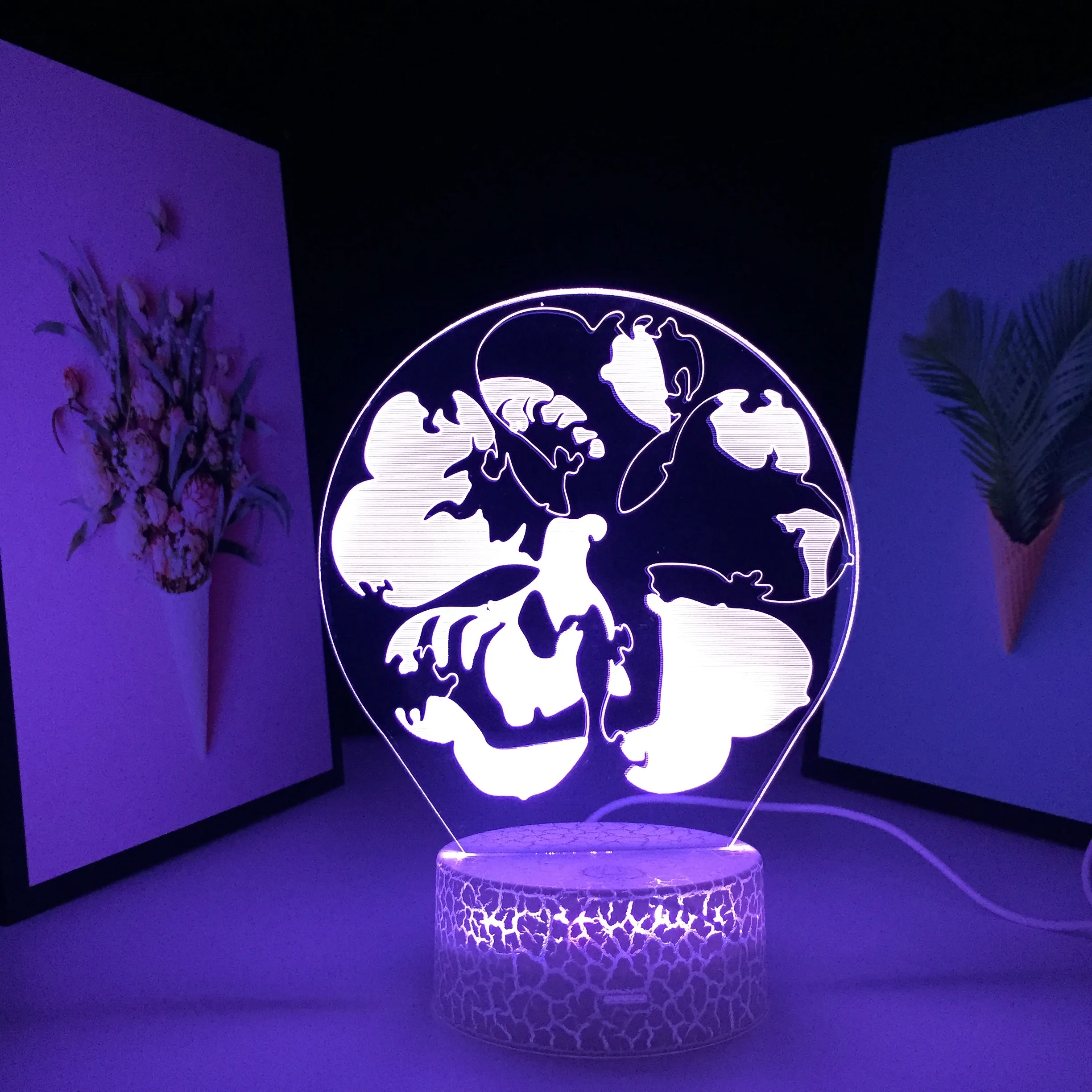 

Animation Peripherals Black Clover 3D Lamp 7 Color Changes With Remote Control Visual Illusion White Cracked Base Night Light