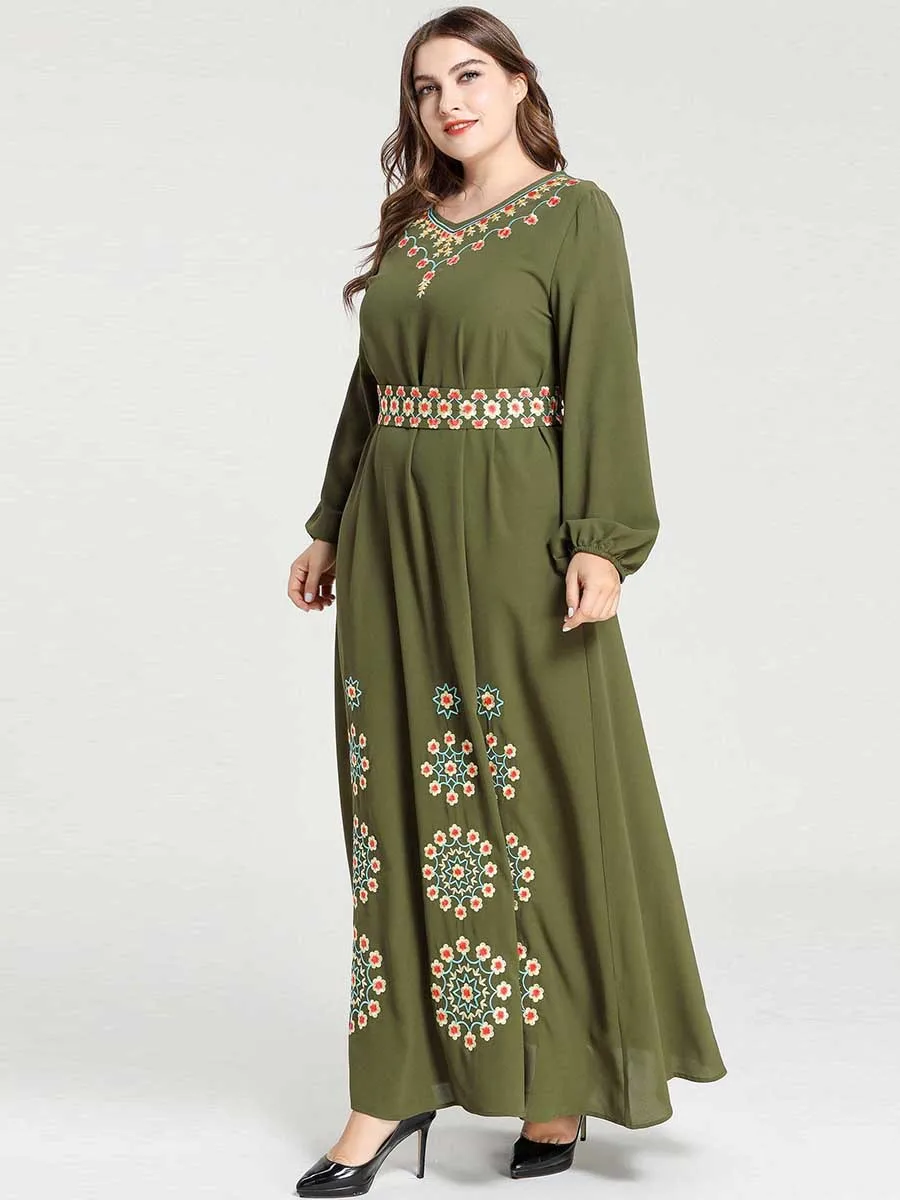 Зеленый абайя кафтан Дубайский хиджаб мусульманское платье Исламская одежда для