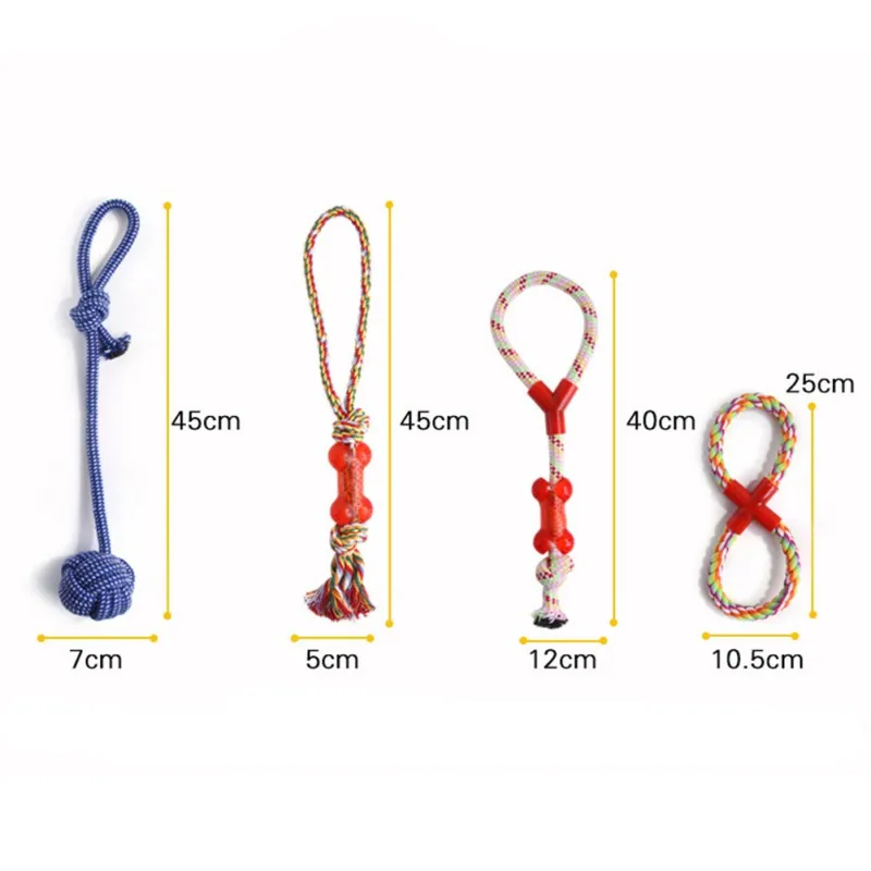 

Pet dog molar teeth resistant teeth cleaning cotton rope toy set of 10 mixed color Cotton Rope Knot Toys