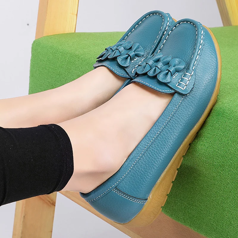 Обувь на плоской подошве Женские лоферы с бантом Повседневная обувь из